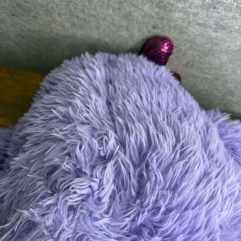 Hug & Luv Purple Shaggy Monster Plush with Heart Pattern Accents